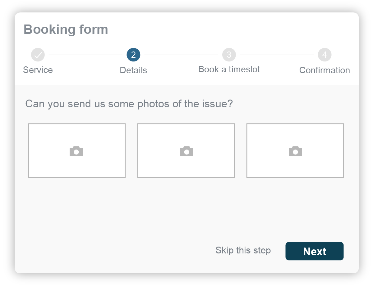 online booking option to attach files