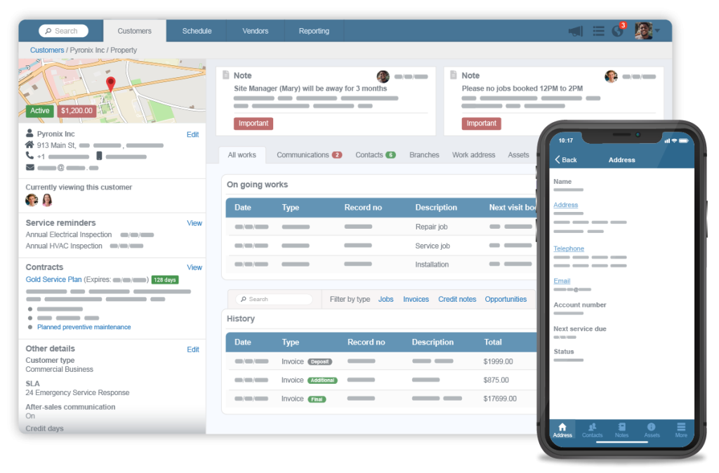 hvac Customer database software screenshot