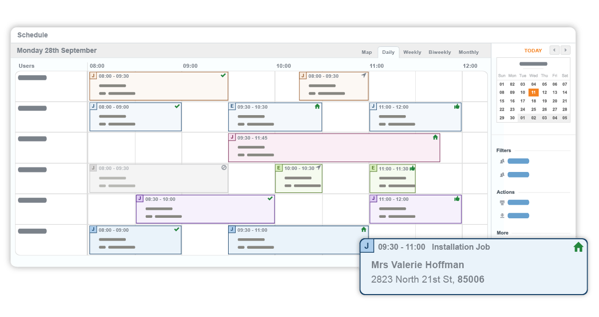 HVAC software calendar view