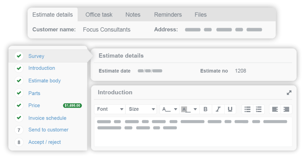 Plumbing service software with estimate builder