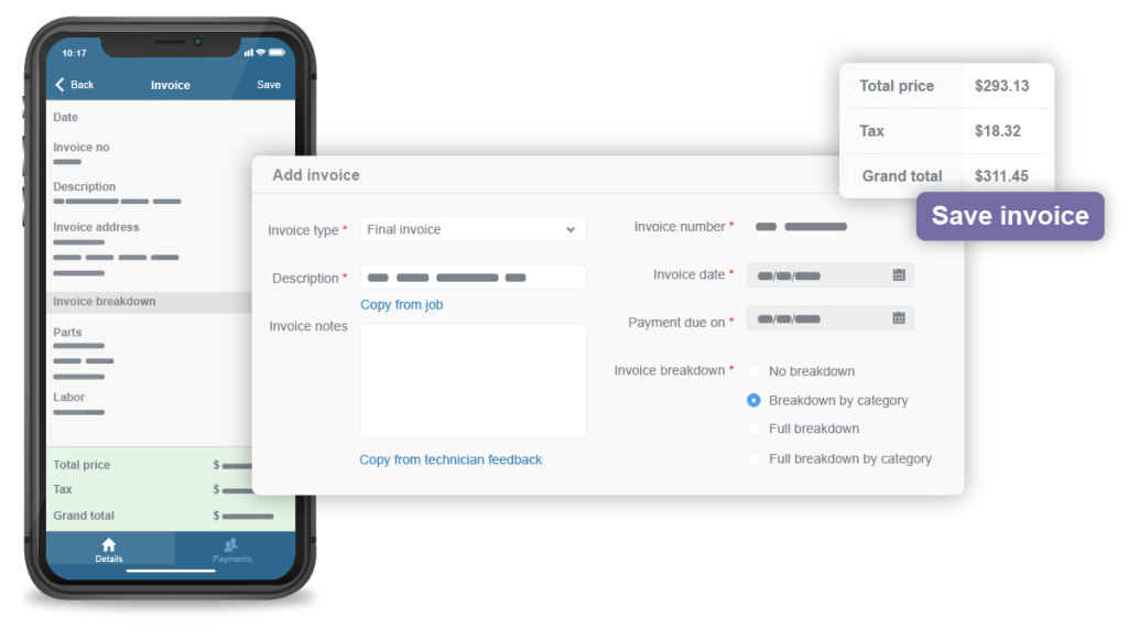 HVAC software with invoicing feature