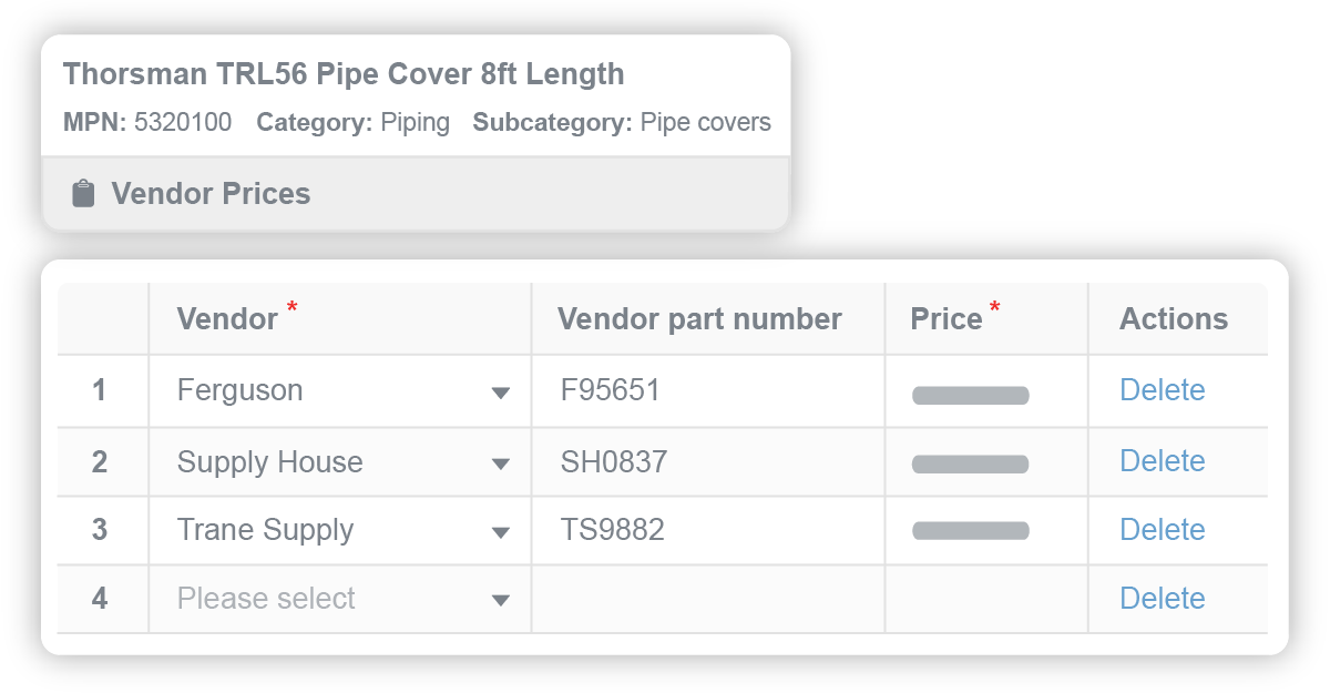 parts inventory management, parts list