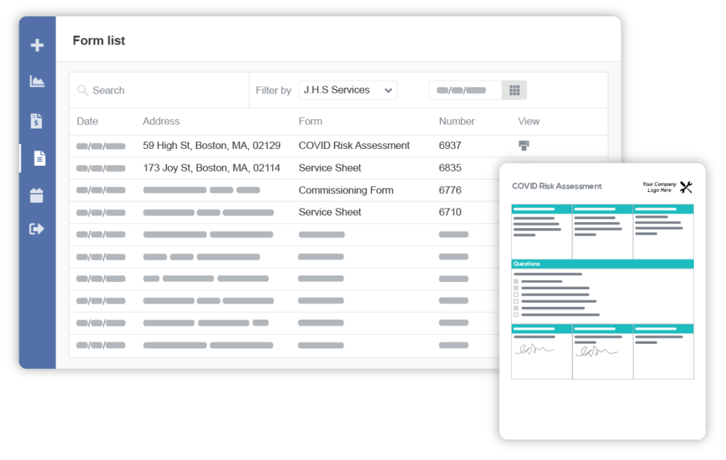 customer portal to view forms