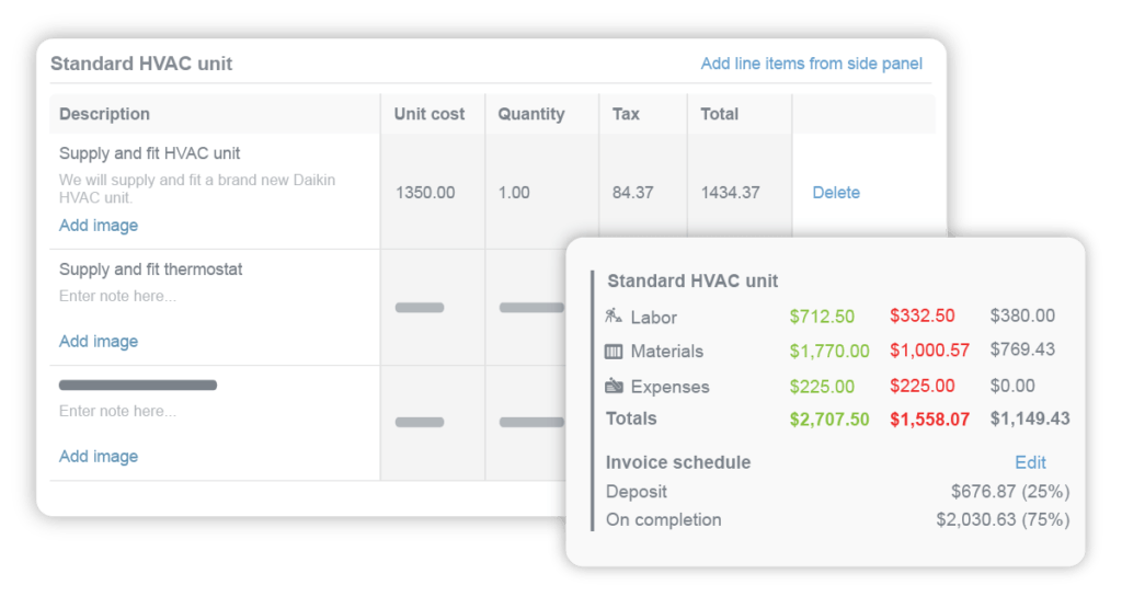 Sales proposal pricing and margins