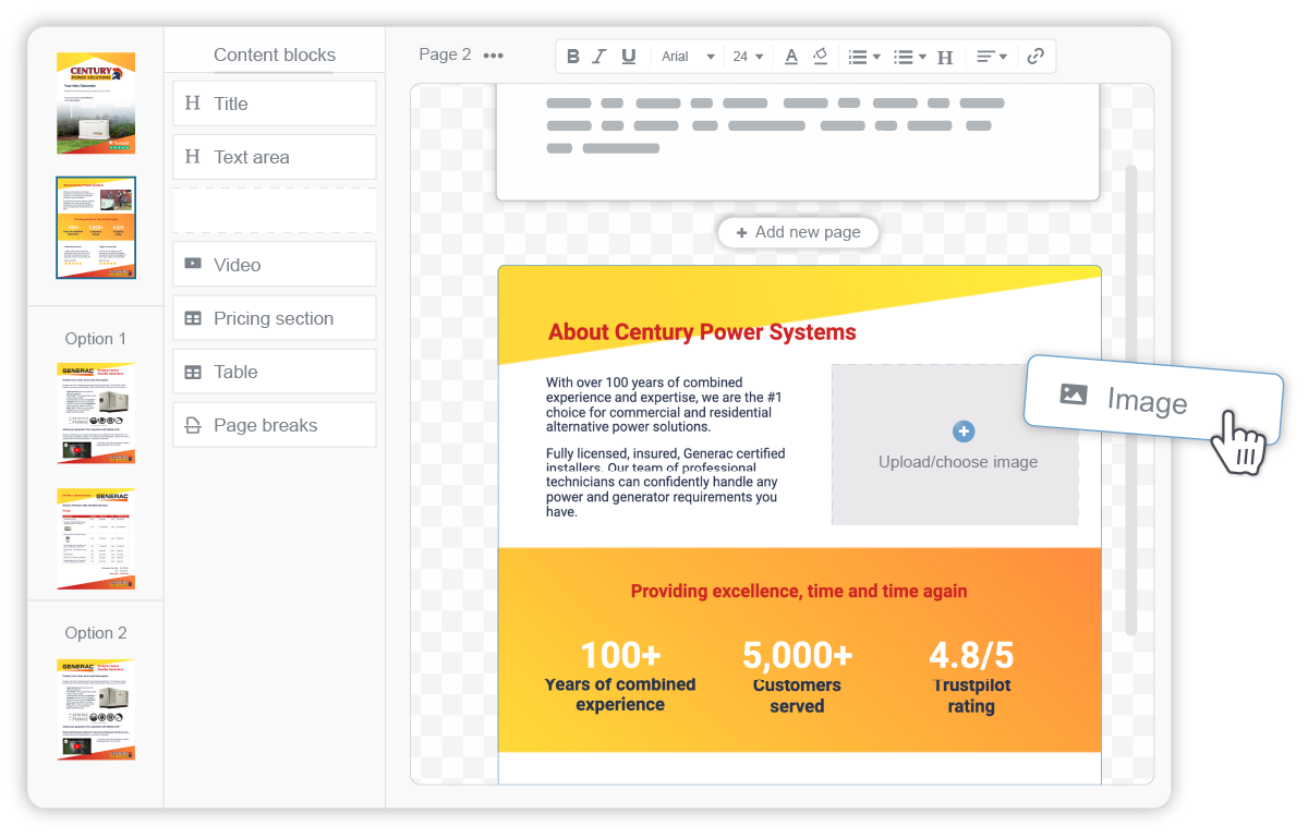 Drag and drop to easily build proposals